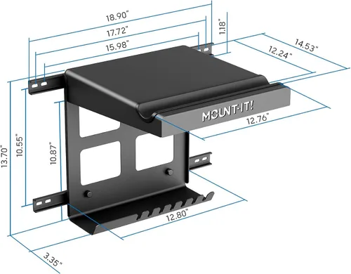 Vista 8 de Mount-It! Soporte de pared para bicicleta con estante y ganchos, soporte horizontal para interiores para garaje, hogar, ahorro de espacio, colgador