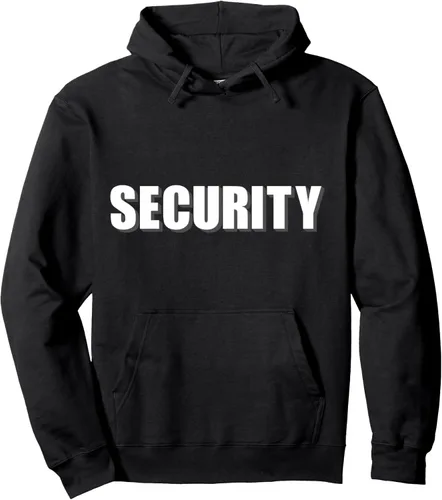 Vista 2 de Oficial de Seguridad para Eventos Uniforme Seguridad Seguridad Delantero y Atrás Sudadera con Capucha, Negro