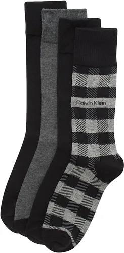 Vista 4 de Calvin Klein Calcetines de vestir para hombre - Calcetines de rayas de mezcla de algodón (paquete de 4)