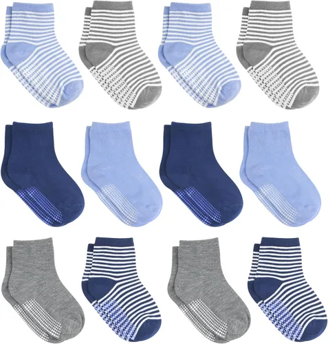 Vista 12 de Debra Weitzner Toddler Socks With Grips - 12 Pairs Crew Cotton Grip Socks for Baby Boys Girls Infant's and Kids 6-M - 7 years
