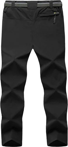 Vista 2 de Pantalones de senderismo para hombre con cinturón, secado rápido, ligeros, impermeables, con bolsillos con cremallera