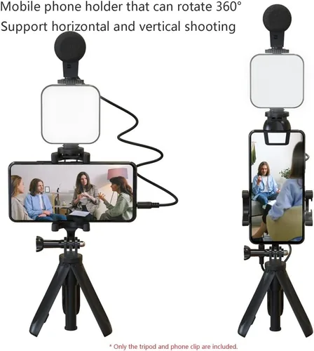 Vista 3 de Andoer Mini trípode de escritorio plegable portátil con 3 secciones extensible ajustable longitud del clip para teléfono inteligente Vlog grabación