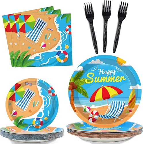 Vista 12 de gisgfim 96 piezas de suministros para fiesta de cumpleaños de 18 años, platos de papel, servilletas, hora de ser adulto, rojo y negro, juego