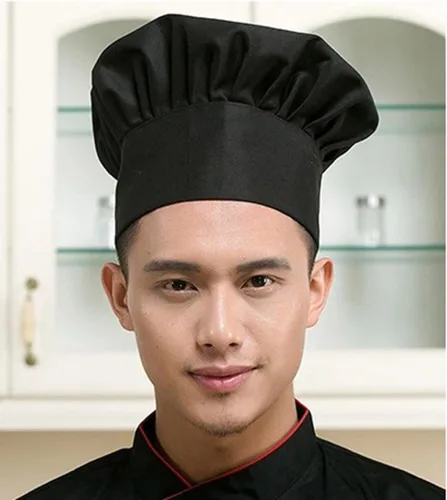 Vista 2 de Hyzrz - Gorro de chef ajustable para adulto, elástico, para cocinar, negro