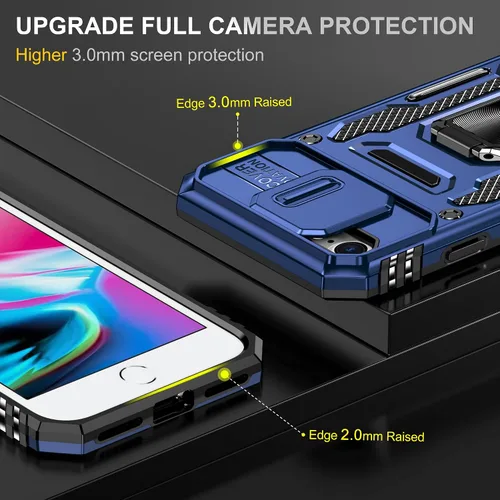 Vista 6 de Asuwish Funda de teléfono para iPhone 7plus 8plus 7/8 Plus con protector de pantalla de vidrio templado y cubierta deslizante para cámara