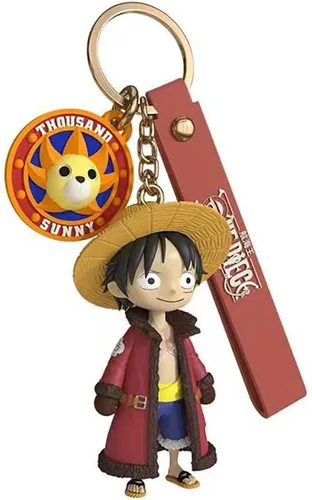 Vista 3 de YJacuing Lindo llavero de una pieza de anime Luffy de PVC, con licencia oficial coleccionable