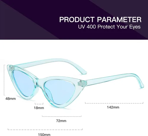Vista 2 de Lentes de sol retro para mujer, con marco de plástico y diseño con estilo ojo de gato YOSHYA