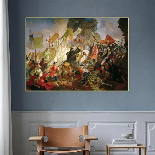 Vista 2 de Karl Bryullov, Impresión en lienzo, "El asedio de Pskov por el rey polaco Stefan Batory", Reproducción de cuadro famosa, Cuadro de arte de pared