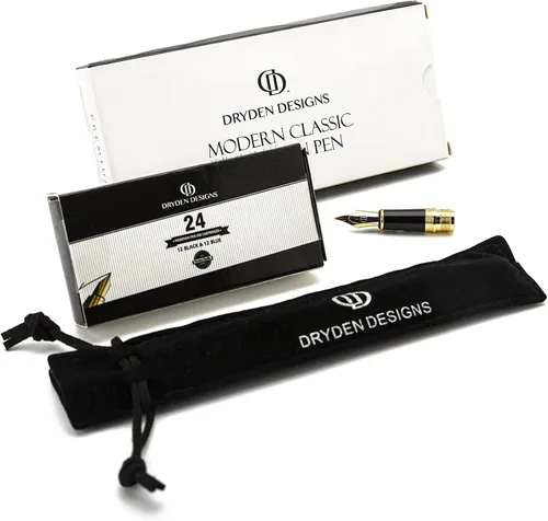 Vista 6 de Dryden Designs Pluma estilográfica, punta media y fina, incluye 24 cartuchos de tinta y convertidor de recarga de tinta, bolígrafo de caligrafía