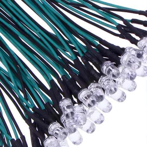 Vista 16 de 35 luces LED blancas precableadas de 0.197 in, diodos LED ultrabrillantes de 12 V y 0.197 in, resistencia integrada para proyectos de bricolaje