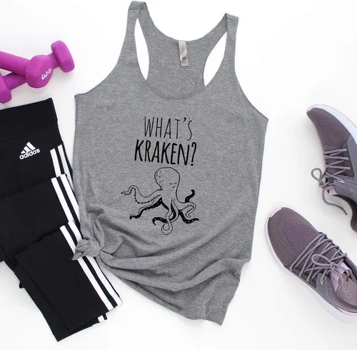 Vista 16 de Women's Graphic Racerback Tank Top, Shirts with Sayings, Yoga Tee