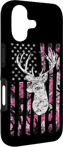 Vista 3 de Pink Camo American Flag Deer Hunter Women's Hunting Case for iPhone 17