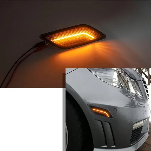 Vista 2 de Kits de luces indicadoras laterales LED con lentes ahumadas ámbar para Mercedes Benz W212 Clase E Pre-LCI E350 E550 E63 AMG 2010 2011 2012 2013