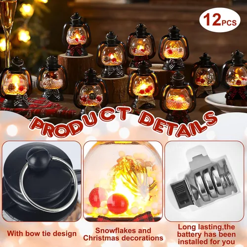 Vista 2 de Roceei 12 mini linternas de Navidad, velas colgantes LED de 3.54 pulgadas