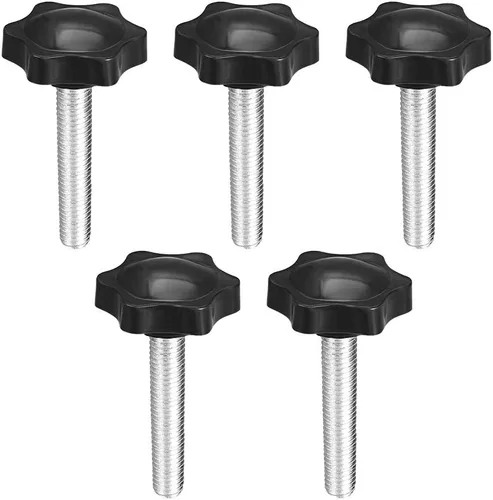 Vista 13 de uxcell Perillas de tornillo de sujeción con abrazadera Pomo de estrella M4 x 0.630 in rosca macho 5 piezas