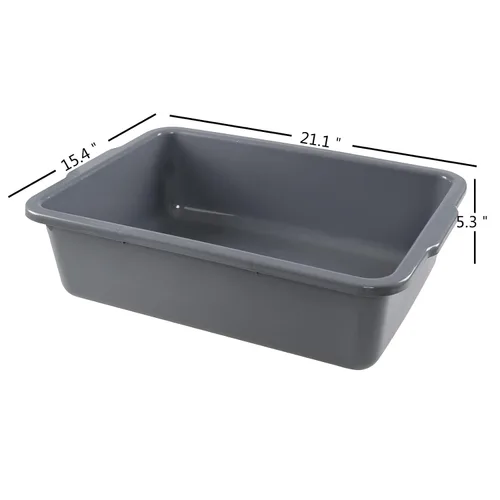 Vista 2 de Paquete de 4 cajas de autobús comerciales, 23 L de plástico, color gris