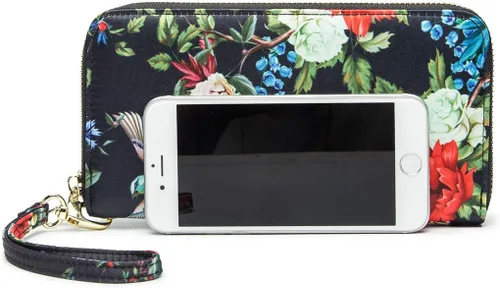 Vista 183 de Cartera de mano para mujer, estilo bohemio, con RFID, elegante, espaciosa con correa para viajes, capacidad para tarjetas, teléfono, dinero
