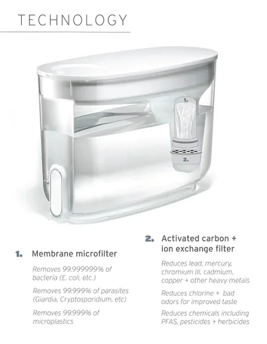 Vista 5 de LifeStraw Home - Dispensador de filtro de agua, 18 tazas, azul medianoche, sin BPA para protección contra contaminantes del agua del grifo