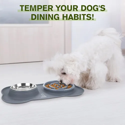 Vista 9 de Pecute Comedero Lento para Perros para Ralentizar la Alimentación, Tazón para Perros con Alimentador Lento sin Derrame con Alfombrilla de Silicona