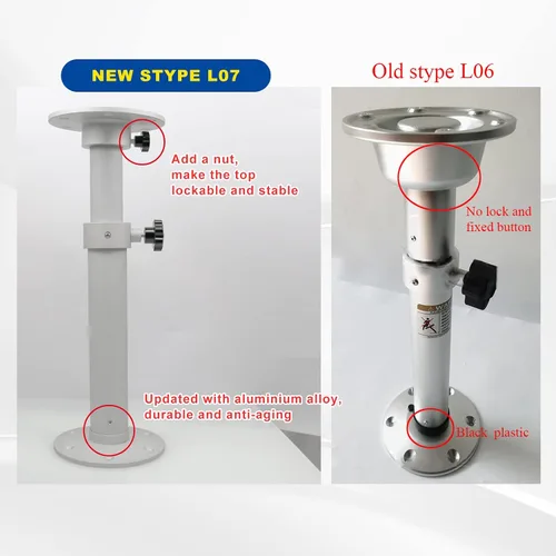 Vista 3 de Sporacingrts Pedestal de Mesa Ajustable Base de Mesa Desmontable Soporte de Patas Kit de Montaje de Base Compatible con Barco, Yate, RV