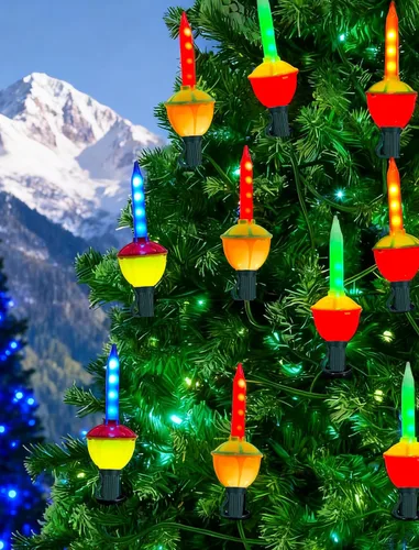 Vista 6 de Bombillas de repuesto de luces de burbujas de Navidad, bombillas de repuesto de luces LED tradicionales vintage de burbujas E12/C7, base