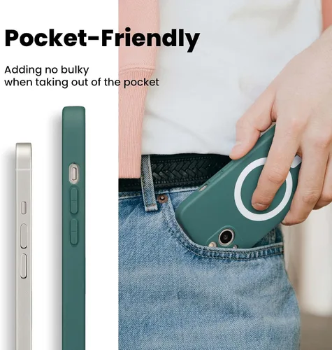 Vista 5 de ZCDAYE Magsafe Funda magnética para iPhone 13, funda delgada de silicona compatible con Magsafe suave forro de microfibra antiarañazos funda