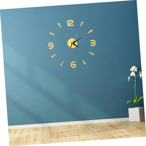 Vista 5 de IMIKEYA Reloj de pared sin marco, reloj de pared dorado, pegatinas de espejo, sin marco, reloj de pared, reloj acrílico, mural, hogar, reloj