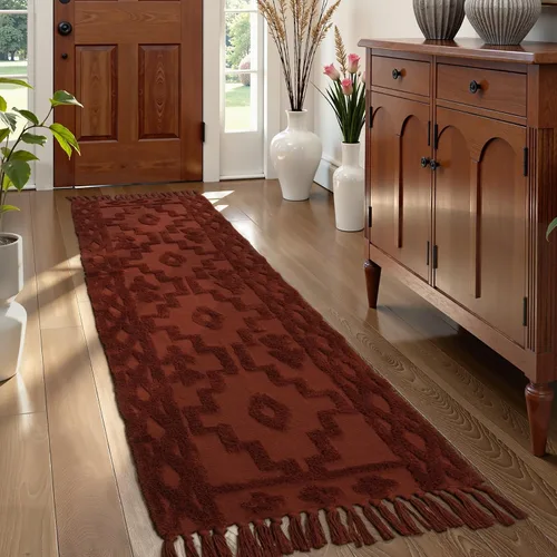 Vista 19 de Uphome Alfombra de Baño Bohemia de 2' x 3', Alfombras Pequeñas de Dormitorio Estilo Granja Lavables con Borlas, Tapetes de Baño Geométricos Beige
