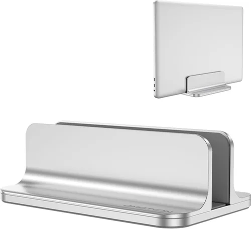 Vista 12 de OMOTON Soporte Vertical para Laptop, Soporte de Escritorio de Aluminio para MacBook con Tamaño de Base Ajustable, Compatible con Todas las MacBook