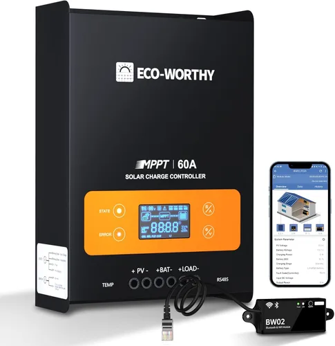 Vista 9 de Controlador de carga solar ECO-WORTHY MPPT 12V/24V 20A con Bluetooth