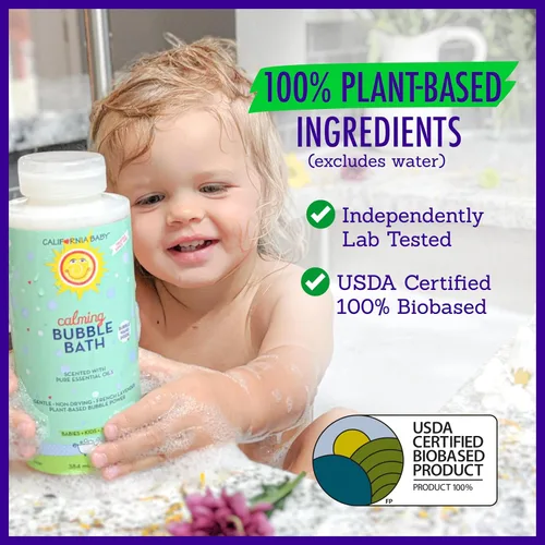 Vista 7 de California Baby Calming Lavender Bubble Bath 100% Plant-Based Kids Bubble Bath Gentle Baby Bubble Bath Free Bubble Wand 384 mL / 13oz