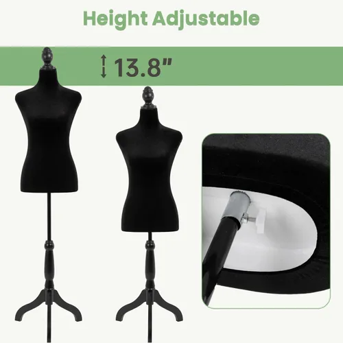 Vista 3 de Maniquí femenino, torso de maniquí, medio cuerpo, 49.6-63.4 pulgadas, modelo de vestido de costura, soporte de maniquí de exhibición