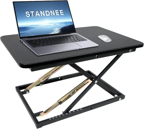 Vista 9 de Convertidor de escritorio de pie ajustable en altura - Soporta 300 libras, estación de trabajo elevadora para monitor/portátil totalmente montada