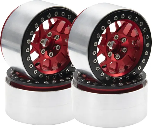 Vista 8 de Paquete de 4 llantas HIRCQOO Metal Beadlock de 2.2 pulgadas, 12 bujes hexagonales compatibles con Axial SCX10 90046 SCX10-III Redcat Gen7 D90