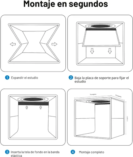 Vista 5 de Caja de luz de estudio fotográfico mini de Puluz, kit de tienda de fotos portátil, carpa plegable para fotografía con CRI >95, 104 luces LED y 6