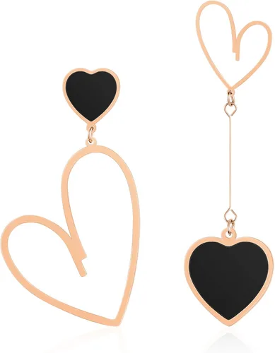 Vista 9 de Linawe Mismatched Heart Dangle Earrings for Women Trendy