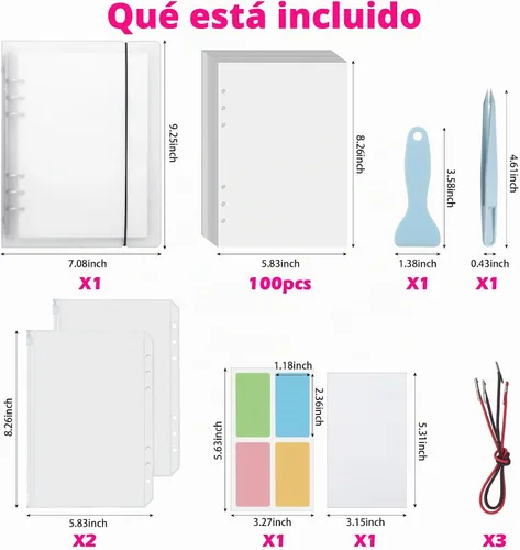 Vista 2 de SUNEZLGO Álbum de pegatinas reutilizable con 100 hojas, libro de colección con bolsillos, A5