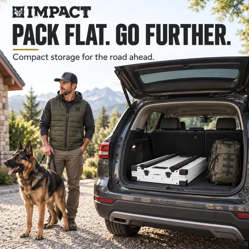 Vista 5 de Impact - Jaula plegable para perros, perrera de aluminio de viaje resistente, gris, 24 pulgadas