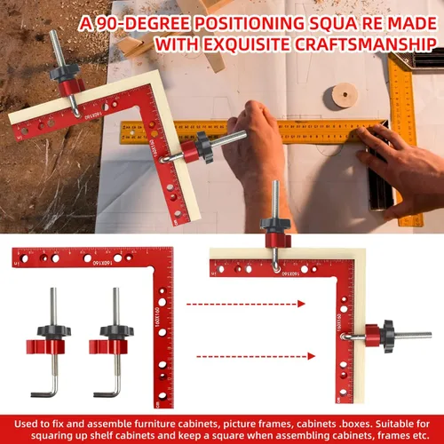 Vista 5 de Cuadrados de sujeción para carpintería, 6.3" x 6.3" cuadrados de posicionamiento de 90 grados, abrazaderas de esquina de ángulo recto