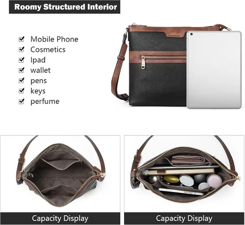 Vista 4 de CHOLISS Bolsos cruzados para mujer de tamaño mediano de cuero para viaje para mujer Monederos cruzados para mujer