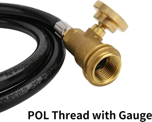 Vista 4 de Manguera de Extensión de Tanque de Propano de 5 Pies con Medidor, Adaptador, Adecuada para Tanques de 1 Libra a 20 Libras
