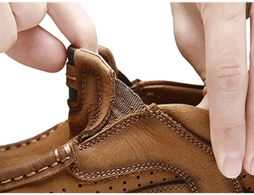 Vista 5 de YONGJIA Mocasines clásicos de cuero para exteriores, antideslizantes, ligeros, transpirables, zapatos casuales para senderismo