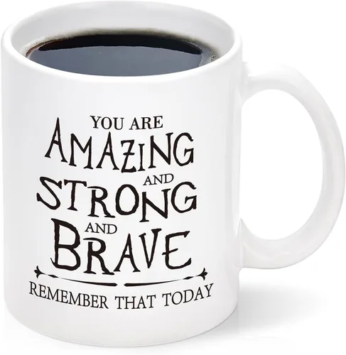 Vista 9 de Cabtnca Taza de café inspiradora - You're Amazing And Strong And Brave, regalo fuerte para mujer, regalo de agradecimiento para hombres, 11 onzas