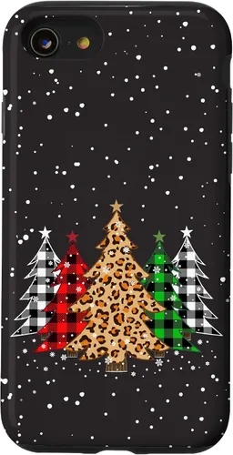 Vista 18 de Funda con diseño de árboles de Navidad con estampado de leopardo y cuadros para iPhone 16