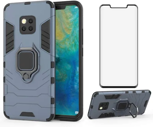 Vista 13 de Funda para Huawei Mate 20 con protector de pantalla de vidrio templado y soporte magnético para anillo con soporte, accesorios delgados para celdas