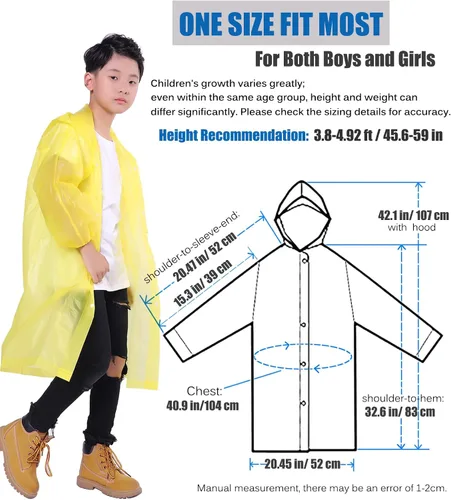 Vista 15 de Chaqueta de lluvia para niños, paquete de 2 ponchos de lluvia para niños, impermeables reutilizables para niños y niñas, impermeable, para exteriores