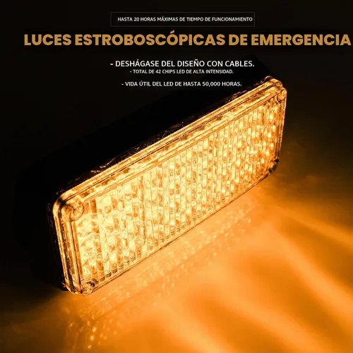 Vista 4 de 2 piezas de luces de emergencia estroboscópicas LED alimentadas por batería con base magnética recargable, portátil, para parabrisas, techo, mini