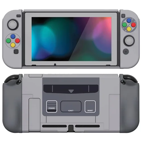 Vista 7 de PlayVital AlterGrips Ergonomic Grips Cover for Nintendo Switch, 2 Design Interchangeable Comfort Dockable Protective Case with Screen Protector &