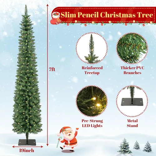 Vista 4 de QBA Árbol de Navidad preiluminado de 7 pies, árbol de Navidad artificial Verde Blanco Cálido