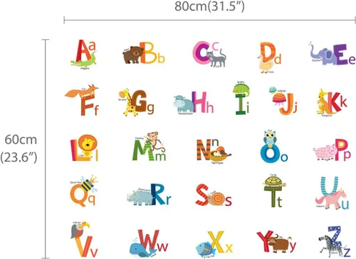 Vista 12 de DECOWALL Calcomanías de pared con alfabeto de animales ABC (DS4-8002)